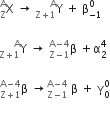 straight X presubscript straight Z presuperscript straight A space rightwards arrow space straight Y presubscript straight Z plus 1 end presubscript presuperscript straight A space plus space straight beta subscript negative 1 end subscript superscript 0

straight Y presubscript straight Z plus 1 end presubscript presuperscript straight A space rightwards arrow space straight beta presubscript straight Z minus 1 end presubscript presuperscript straight A minus 4 end presuperscript space plus straight alpha subscript 2 superscript 4

straight beta presubscript straight Z plus 1 end presubscript presuperscript straight A minus 4 end presuperscript space rightwards arrow space presubscript straight Z minus 1 end presubscript presuperscript straight A minus 4 end presuperscript straight beta space plus space straight gamma subscript 0 superscript 0
