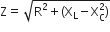 straight Z equals space square root of straight R squared plus left parenthesis straight X subscript straight L minus straight X subscript straight C superscript 2 right parenthesis end root