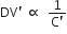 DV apostrophe space proportional to space space fraction numerator 1 over denominator straight C apostrophe end fraction