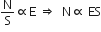 straight N over straight S proportional to straight E space rightwards double arrow space space straight N proportional to space ES