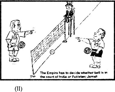 See the cartoons given below and answer the questions that follow :
(i) Interpret the role of two key players who are also interested in the region.
(ii) Is there any commonality between their perspectives ?