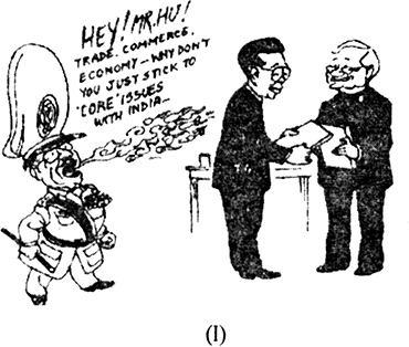 See the cartoons given below and answer the questions that follow :
(i) Interpret the role of two key players who are also interested in the region.
(ii) Is there any commonality between their perspectives ?