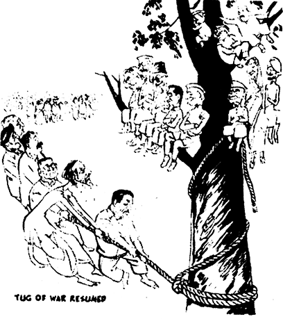 See the cartoon given below and answer the questions that follow:
(i) What does the cartoonist want to show ?
(ii) Describe the role of opposition parties.