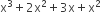 straight x cubed plus 2 straight x squared plus 3 straight x plus straight x squared
