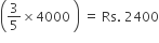 open parentheses 3 over 5 cross times 4000 space close parentheses space equals space Rs. space 2400
