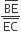 fraction numerator BE with bar on top over denominator EC with bar on top end fraction