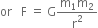 or space space space straight F space equals space straight G fraction numerator straight m subscript 1 straight m subscript 2 over denominator straight r squared end fraction