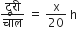 द ू र ी over च ा ल space equals space straight x over 20 space straight h