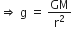 rightwards double arrow space straight g space equals space GM over straight r squared
