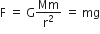 straight F space equals space straight G Mm over straight r squared space equals space mg